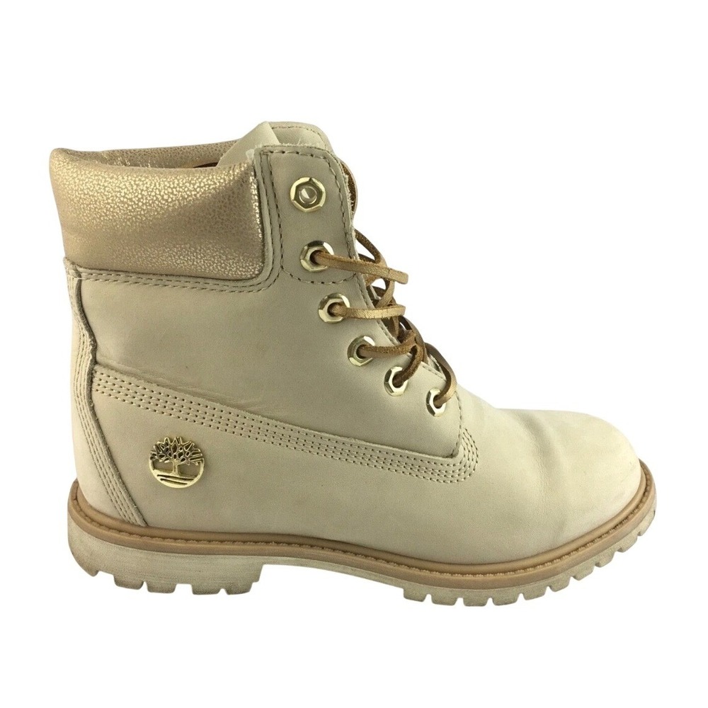 Timberland 6 Inch Premium Waterproof Boot Womens 9 Cream Gold A18L5 Glam‎